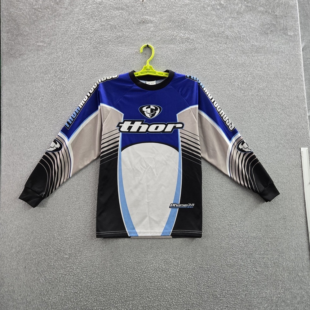 Thor Boys Jersey L (18/20) Blue Embroidered Graphic 1261‎ Motocross